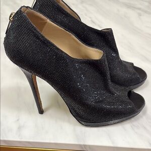 Jimmy choo Elegant Black Peep-Toe High Heels